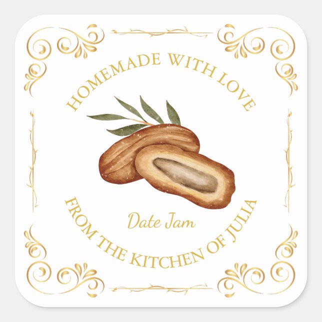 Adesivo Quadrado Rótulo de Praça de Emperramento de Data Homemade d (Frente)