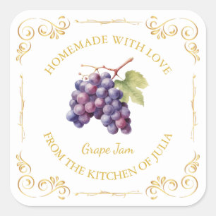 Adesivo Quadrado Rótulo de Praça de Emperramento de Uvas Homemade