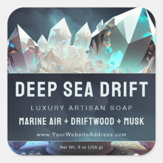 Adesivo Quadrado Rótulo de Produto Artisan do Quartz Crystal Pearls