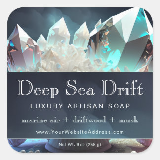 Adesivo Quadrado Rótulo de Produto Artisan Magic do Quartz Crystal