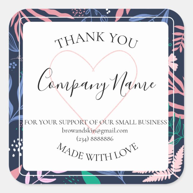 Adesivo Quadrado Rótulo de Produto Botânico Tropical Ousado Vibrant (Frente)