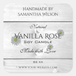 Adesivo Quadrado Rótulo de Produto Cinzento Branco Moderno Folha de