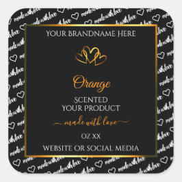 Adesivo Quadrado Rótulo de Produto Cloud de Palavra Branca Preta Co