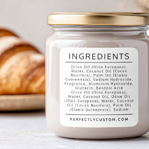 Adesivo Quadrado Rótulo de produto da lista de ingredientes de cor
