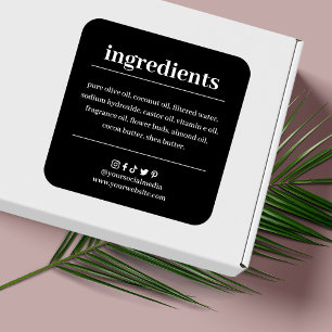 Adesivo Quadrado Rótulo de Produto da Lista de Ingredientes de Sab