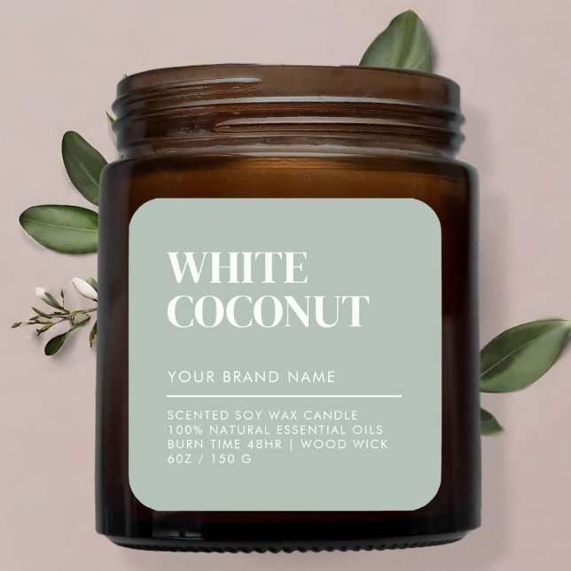 Adesivo Quadrado Rótulo de produto de comida de vela moderna minima (Criador carregado)