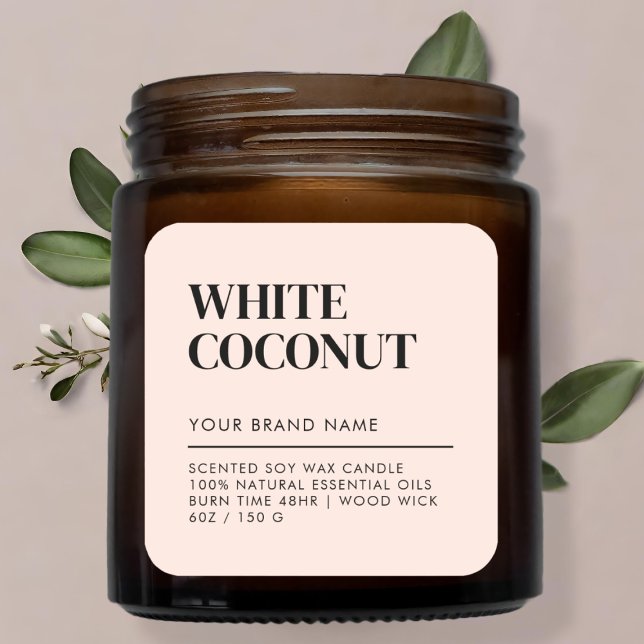 Adesivo Quadrado Rótulo de produto de comida de vela moderna minima (Criador carregado)