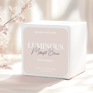 Adesivo Quadrado Rótulo de Produto de Letra Elegante Moderna Bege