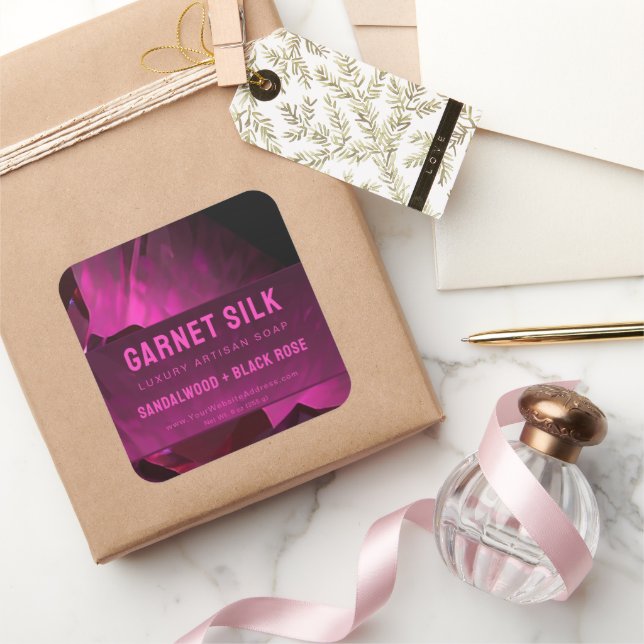 Adesivo Quadrado Rótulo de Produto de Luxo Moderno Elegante de Seda (Presentear)