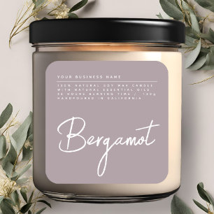 Adesivo Quadrado Rótulo de produto de vela lilac com script simples