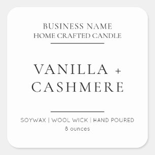 Adesivo Quadrado Rótulo de Produto de Vela Mínima Moderna Elegante