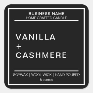 Adesivo Quadrado Rótulo de Produto de Vela Moderna