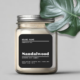 Adesivo Quadrado Rótulo de produto de vela moderna preta minimalist