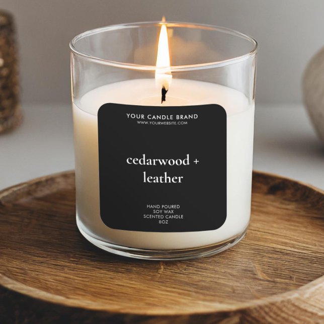 Adesivo Quadrado Rótulo de Produto de Vela Moderna Simples (Criador carregado)