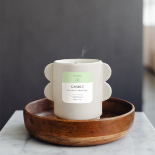 Adesivo Quadrado Rótulo de Produto de Vela Verde Suave com Logotipo