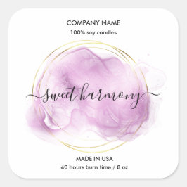 Adesivo Quadrado Rótulo de produto de velas Rótulo de frasco roxo
