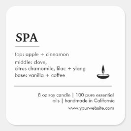 Adesivo Quadrado Rótulo de produto dos ingredientes brancos e negro