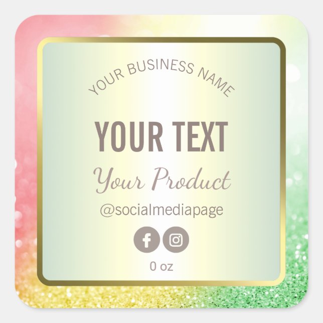 Adesivo Quadrado Rótulo de produto Dourado brilhante do Natal (Frente)