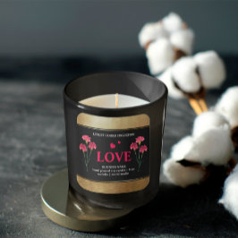 Adesivo Quadrado Rótulo De Produto Dourado E Preto Floral, Amor