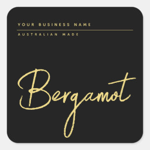 Adesivo Quadrado Rótulo de produto jar preto com script simples