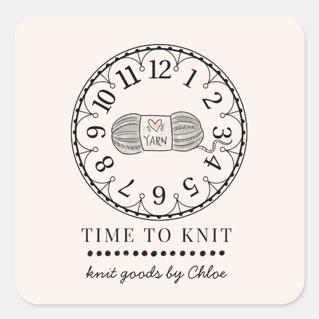 Adesivo Quadrado Rótulo de Produto Knit Fabricado à mão (Frente)