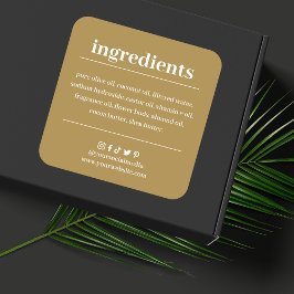Adesivo Quadrado Rótulo de Produto Lista de Ingredientes Soap