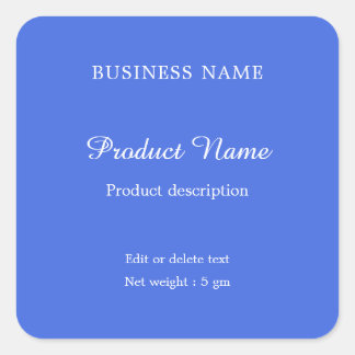 Adesivo Quadrado Rótulo de Produto Mínimo Real Azul Elegante Modern