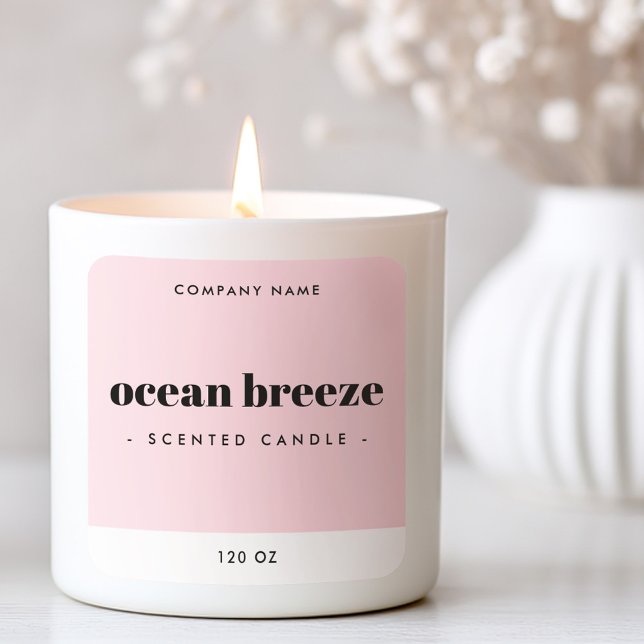 Adesivo Quadrado Rótulo de produto mínimo rosa rosa moderno (Modern minimal pink square product label)