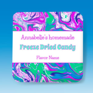 Adesivo Quadrado Rótulo de Produto Personalizado de Brilho de Doces