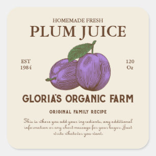 Adesivo Quadrado Rótulo de Produto Personalizado do Sumo de Fruta d