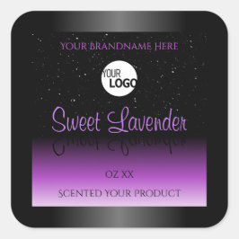 Adesivo Quadrado Rótulo de produto preto Rótulo suave com logotipo