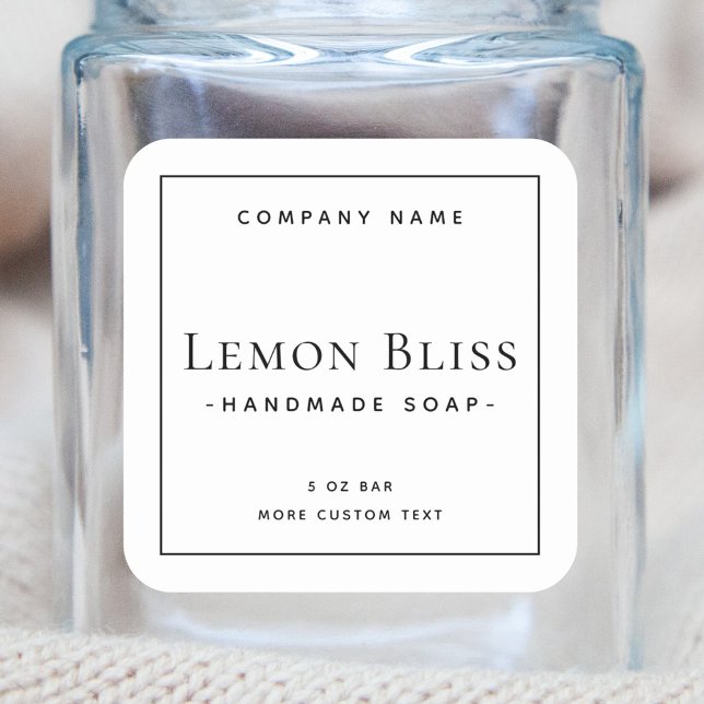 Adesivo Quadrado Rótulo de produto quadrado mínimo elegante (Criador carregado)