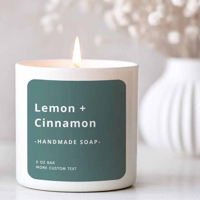 Adesivo Quadrado Rótulo de produto verde-pinheiro poeirento moderno (Modern square dusty pine green product label)