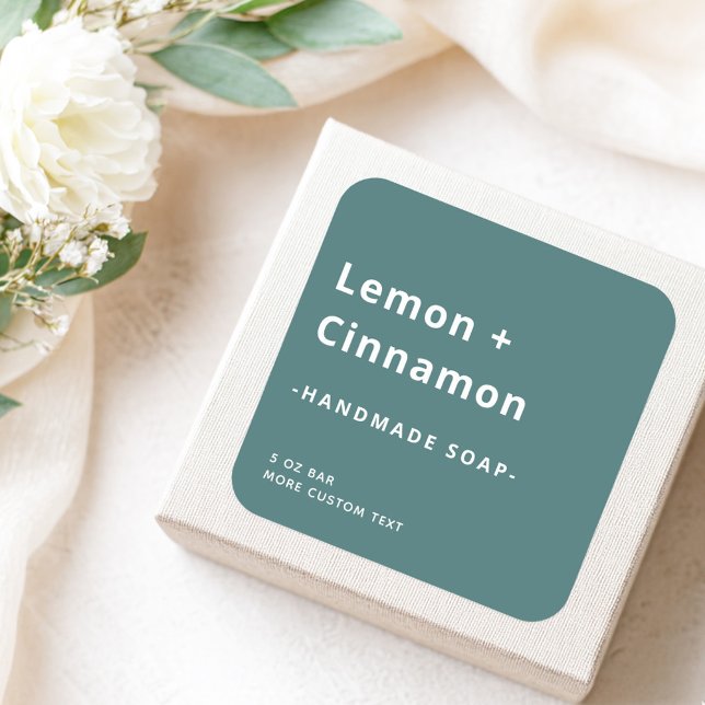 Adesivo Quadrado Rótulo de produto verde-pinheiro poeirento moderno (Modern square dusty pine green product label)