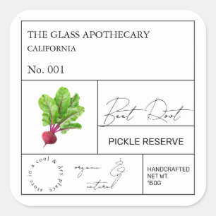 Adesivo Quadrado Rótulo de Raiz de Beet Apothecary