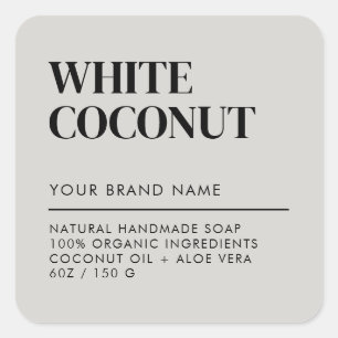 Adesivo Quadrado Rótulo de sabão de embalagens de cinzas modernas