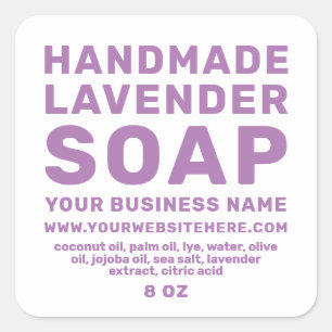 Adesivo Quadrado Rótulo de Sabonete Artesanal Roxo Lavanda