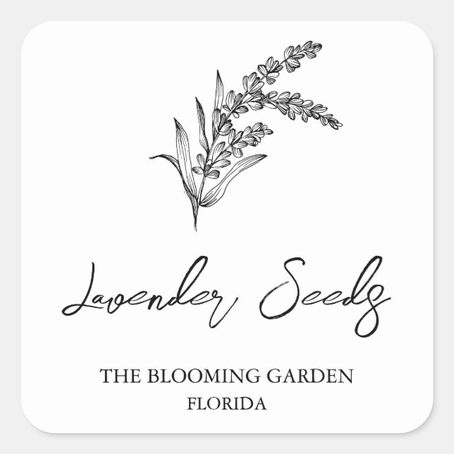Adesivo Quadrado Rótulo de Seeds de lavanda (Frente)