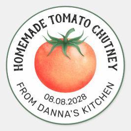 Adesivo Quadrado Rótulo de Tomato Chutney caseiro com tomate vermel