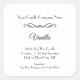 Adesivo Quadrado Rótulo de Vela Branca Negra Desabrochar Minialista
