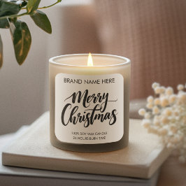 Adesivo Quadrado Rótulo de Vela com Texto Feliz Natal | Rótulos Mod