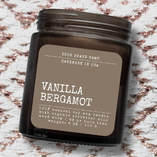 Adesivo Quadrado Rótulo de vela cosmética simples adicionar sua mar