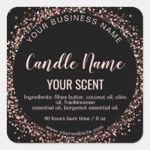 rótulo de vela de cera de soja dourado rosa