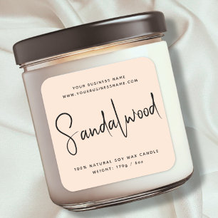 Adesivo Quadrado Rótulo de vela de cosméticos com script moderno