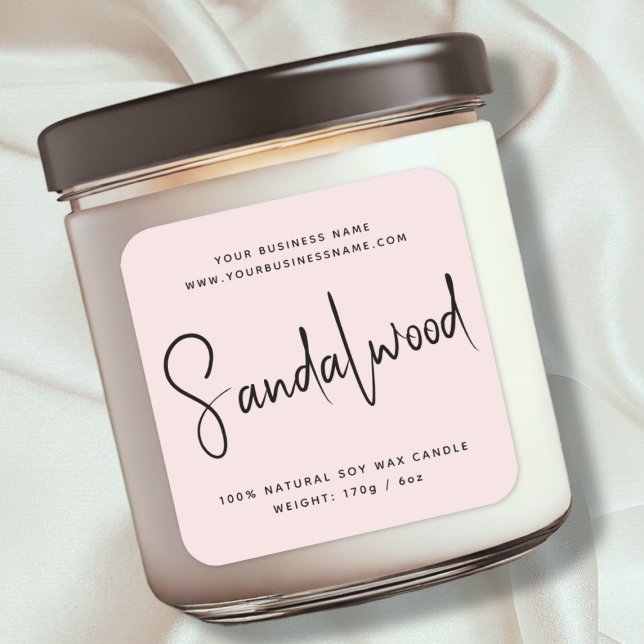 Adesivo Quadrado Rótulo de vela de cosméticos com script moderno (Criador carregado)