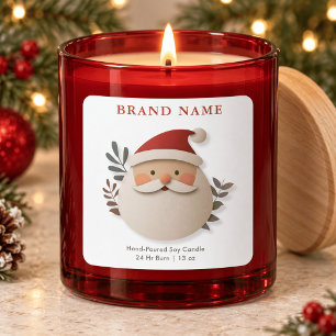 Adesivo Quadrado Rótulo de Vela de Natal Papercut Fofo Papai Noel