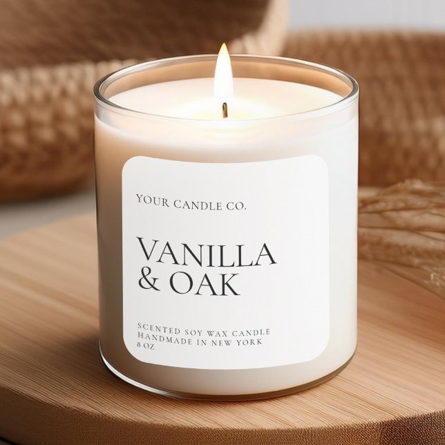 Adesivo Quadrado Rótulo de Vela Mínima Moderna (Criador carregado)