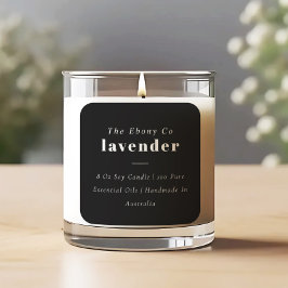 Adesivo Quadrado Rótulo de Vela Mínima Preta e Branca Elegante Simp