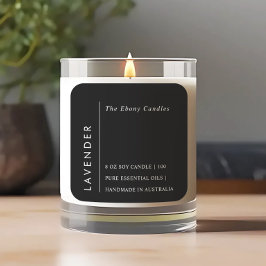 Adesivo Quadrado Rótulo de Vela Mínima Preta e Branca Elegante Simp