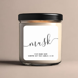 Adesivo Quadrado rótulo de vela minimalista branco moderno simples
